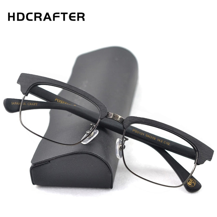 2019 New Designer Man Glasses Optical Frames Prescription Recipe Wood Metal Square Glasses Frame Clear lens Eyeware Eye Glass