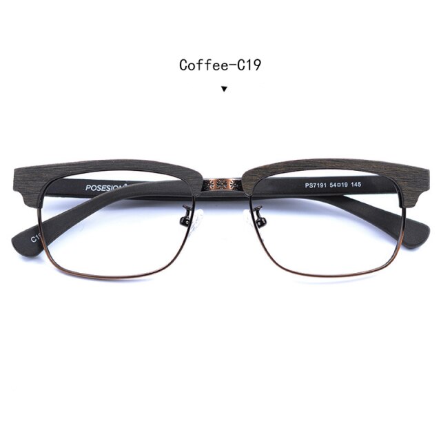 2019 New Designer Man Glasses Optical Frames Prescription Recipe Wood Metal Square Glasses Frame Clear lens Eyeware Eye Glass