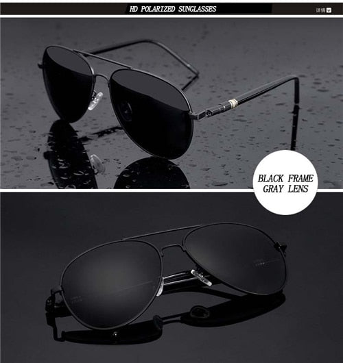 Aviation Metail Frame Quality Oversized Spring Leg Alloy Men Sunglasses Polarized Brand Design Pilot Male Sun Glasses Driving