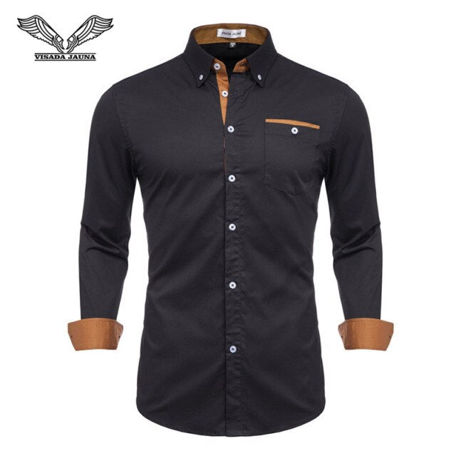 2019 New Fashion Casual Shirt Men Long Sleeve Slim Fit Men's Casual Button-Down Shirt Formal Dress Shirts Men Clothes Camisa