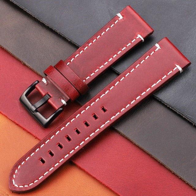 Vintage Genuine Leather Watchbands 7 Colors Belt 18mm 20mm 22mm 24mm Women Men Cowhide Watch Band Strap Watch Accessories