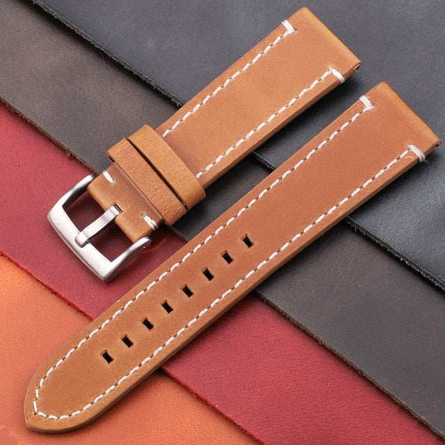 Vintage Genuine Leather Watchbands 7 Colors Belt 18mm 20mm 22mm 24mm Women Men Cowhide Watch Band Strap Watch Accessories