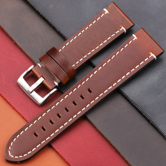 Vintage Genuine Leather Watchbands 7 Colors Belt 18mm 20mm 22mm 24mm Women Men Cowhide Watch Band Strap Watch Accessories