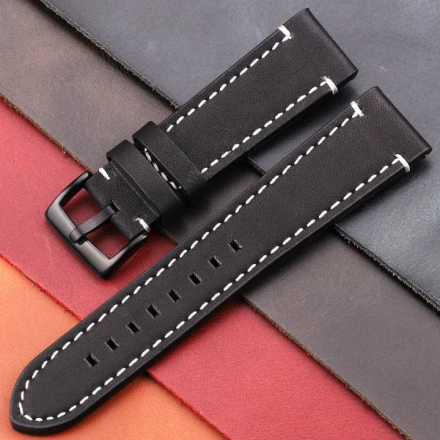 Vintage Genuine Leather Watchbands 7 Colors Belt 18mm 20mm 22mm 24mm Women Men Cowhide Watch Band Strap Watch Accessories