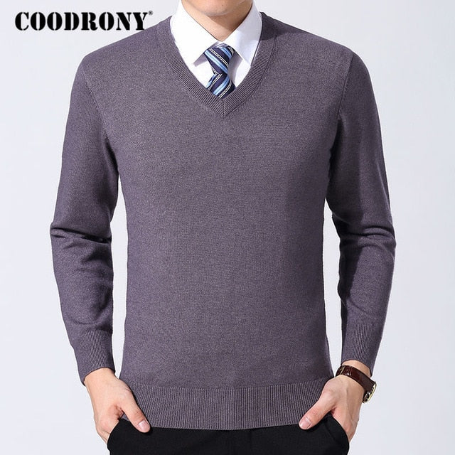 COODRONY Sweater Men Clothes 2020 Autumn Winter Cashmere Wool Pullover Sweaters Plus Size Business Casual V-Neck Pull Homme 8128