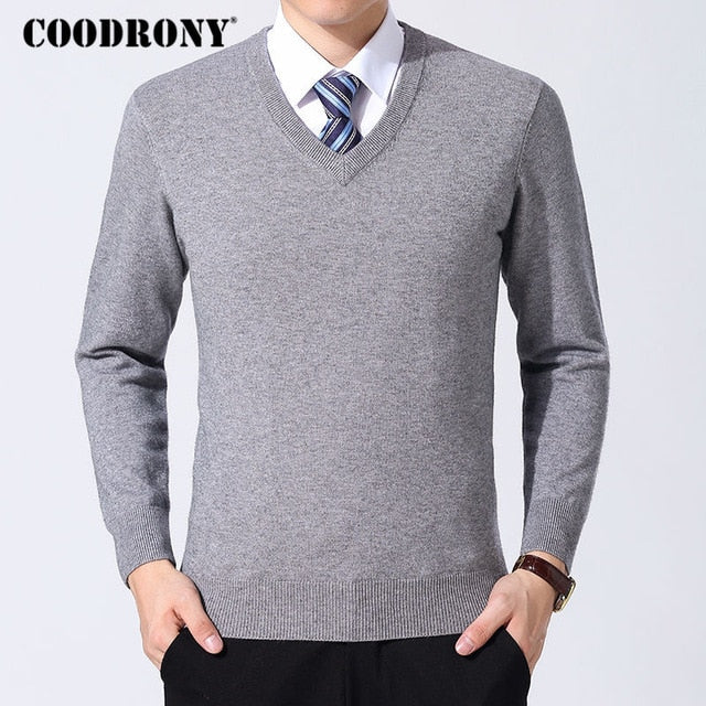 COODRONY Sweater Men Clothes 2020 Autumn Winter Cashmere Wool Pullover Sweaters Plus Size Business Casual V-Neck Pull Homme 8128