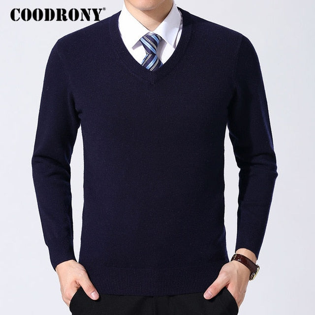 COODRONY Sweater Men Clothes 2020 Autumn Winter Cashmere Wool Pullover Sweaters Plus Size Business Casual V-Neck Pull Homme 8128