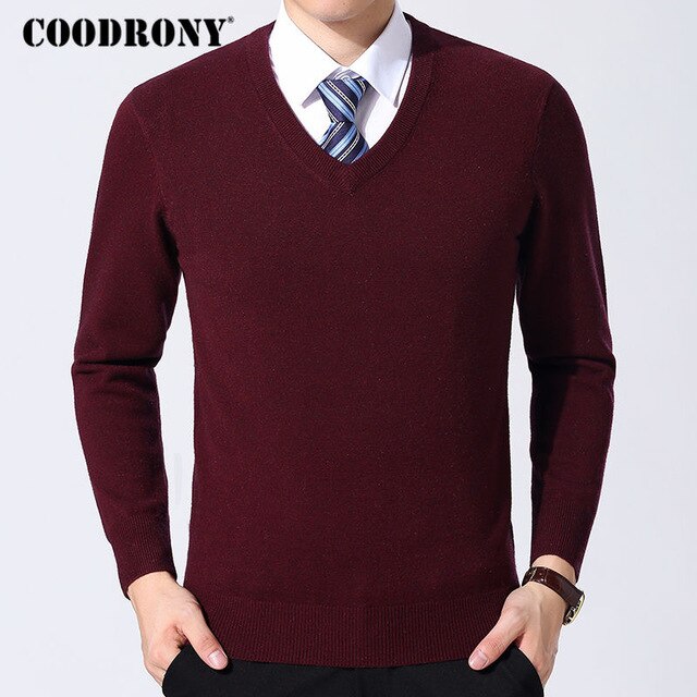 COODRONY Sweater Men Clothes 2020 Autumn Winter Cashmere Wool Pullover Sweaters Plus Size Business Casual V-Neck Pull Homme 8128