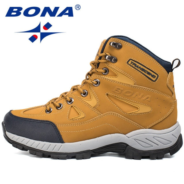 BONA New Arrival Men Hiking Shoes Anti-Slip Outdoor Sport Shoes Walking Trekking Climbing Sneakers Zapatillas Comfortable Boots