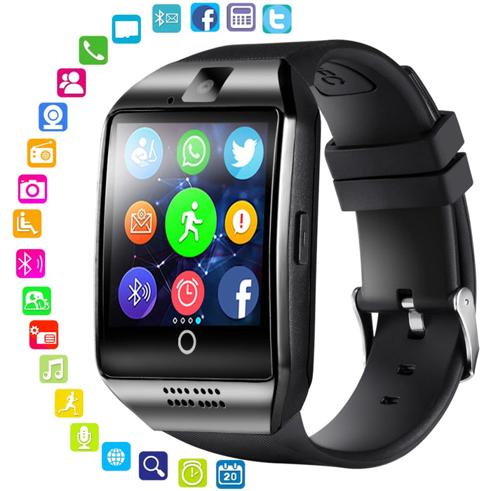 Smart Watch With Camera Q18 Bluetooth Smartwatch SIM TF Card Slot Fitness Activity Tracker Sport Watch Android PK DZ09 Watches