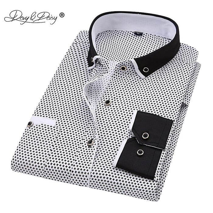 DAVYDAISY 2020 New Arrival Men Shirt Long Sleeve Print Shirts Fashion Causal Business Dress Slim Fit Man Brand Clothes DS340