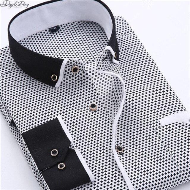 DAVYDAISY 2020 New Arrival Men Shirt Long Sleeve Print Shirts Fashion Causal Business Dress Slim Fit Man Brand Clothes DS340