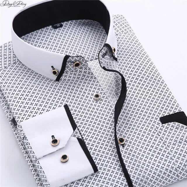 DAVYDAISY 2020 New Arrival Men Shirt Long Sleeve Print Shirts Fashion Causal Business Dress Slim Fit Man Brand Clothes DS340