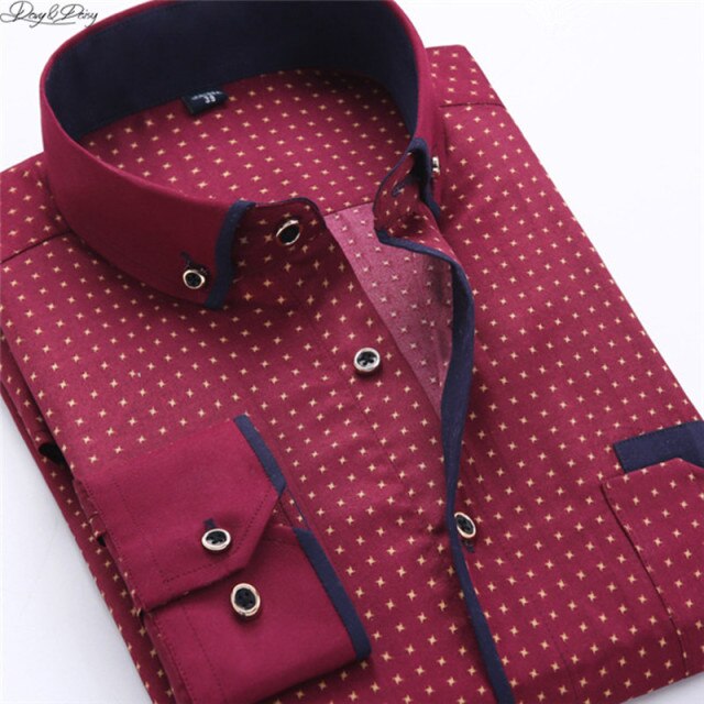 DAVYDAISY 2020 New Arrival Men Shirt Long Sleeve Print Shirts Fashion Causal Business Dress Slim Fit Man Brand Clothes DS340