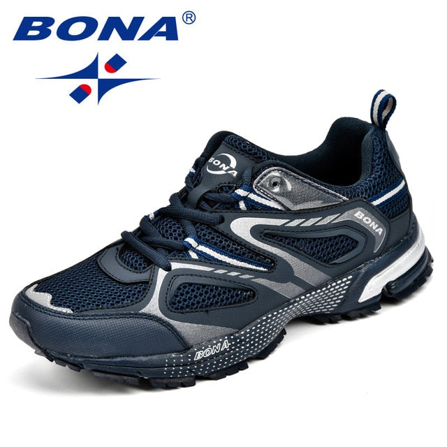 BONA New Arrival Classics Style Men Running Shoes Cow Split Mesh Men Sport Shoes Lace Up Outdoor Jogging Shoes Free Shipping