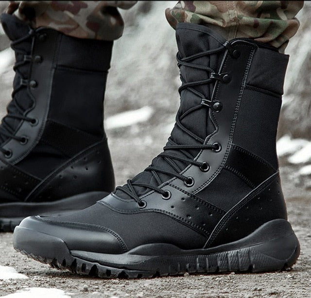 Summer Combat Boot Men Women Climbing Training Lightweight Waterproof Tactical Boots Outdoor Hiking Breathable Mesh Army Shoes