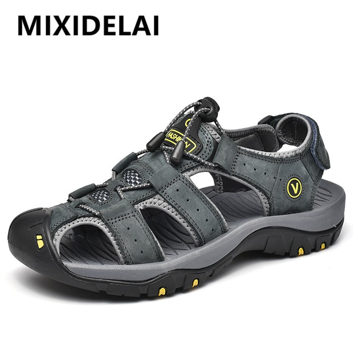 MIXIDELAI Genuine Leather Men Shoes Summer New Large Size Men's Sandals Men Sandals Fashion Sandals Slippers Big Size 38-47