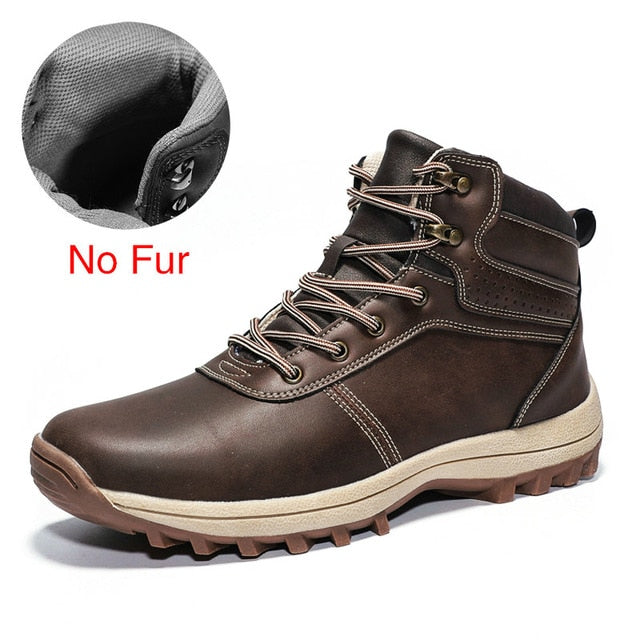 DEKABR Winter Warm Men Boots Genuine Leather Fur Plus Men Snow Boots Handmade Waterproof Working Ankle Boots High Top Men Shoes