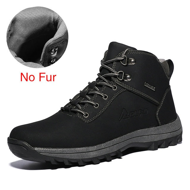 DEKABR Winter Warm Men Boots Genuine Leather Fur Plus Men Snow Boots Handmade Waterproof Working Ankle Boots High Top Men Shoes