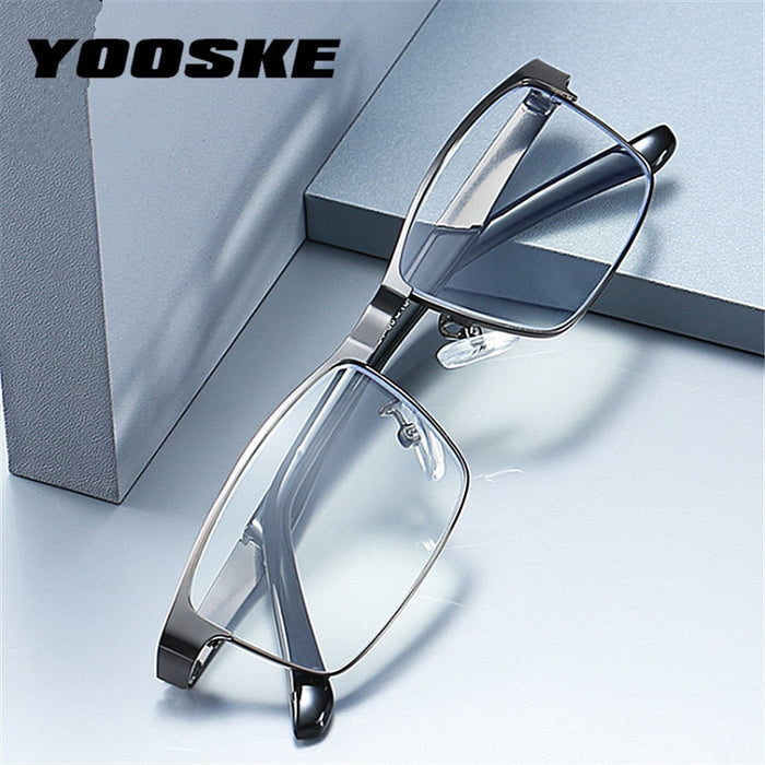 YOOSKE Stainless Steel Men Business Reading Glasses for Reader Mens Presbyopic optical Glasses  +1.0 1.5 2.0 2.5 3 3.5 4.0