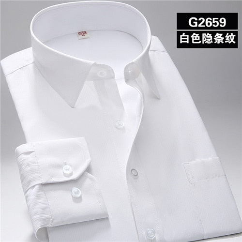 S~7xl Oversized shirt men regular fit  square collar long sleeve dress shirts for men Solid Twill Striped White Mens Clothes