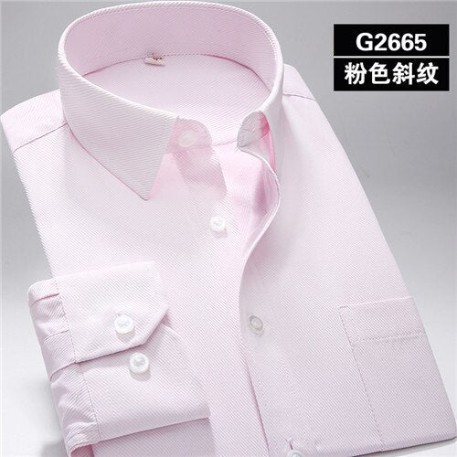 S~7xl Oversized shirt men regular fit  square collar long sleeve dress shirts for men Solid Twill Striped White Mens Clothes