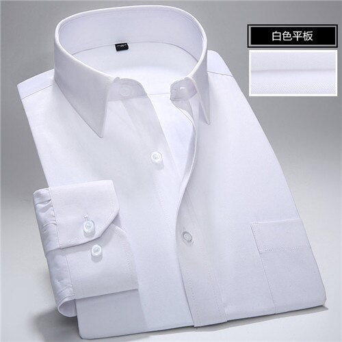 S~7xl Oversized shirt men regular fit  square collar long sleeve dress shirts for men Solid Twill Striped White Mens Clothes