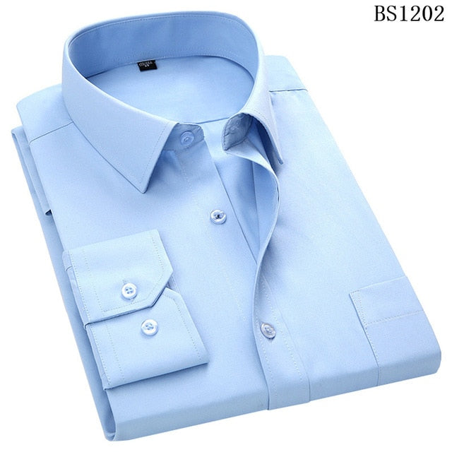 Plus Large Size 8XL 7XL 6XL 5XL 4XL Mens Business Casual Long Sleeved Shirt Classic Striped Male Social Dress Shirts Purple Blue