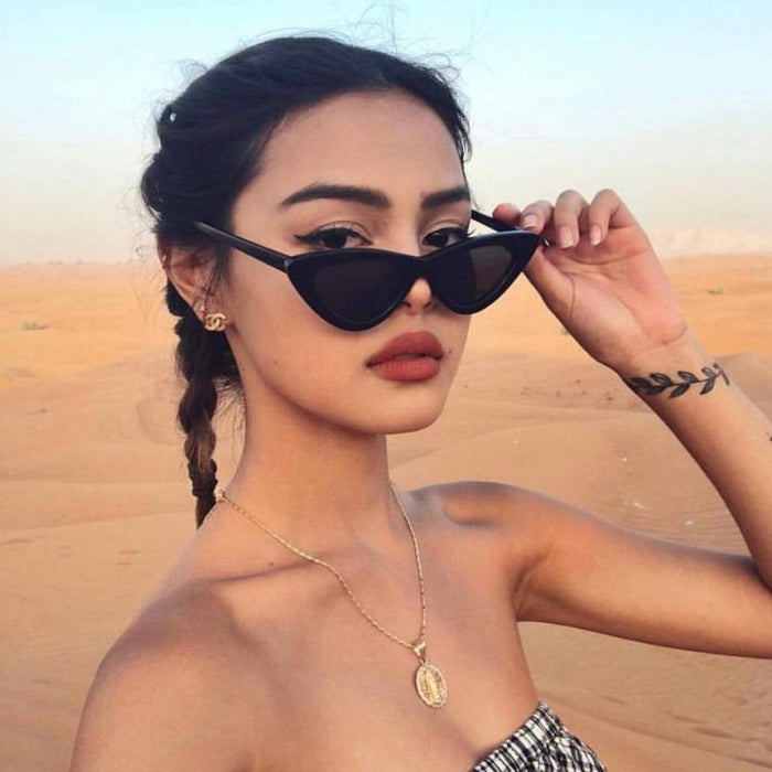 Vintage Fashion Eye Sunglasses Retro Cat Sunglasses Eyewear  Women Triangular Sun Glasses Oculos De Sol UV400