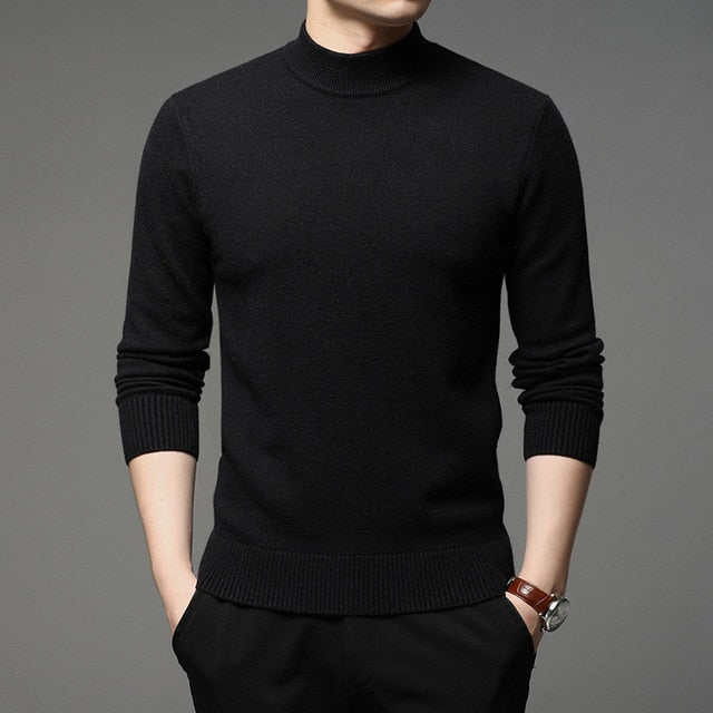 2020 Autumn and Winter New Men Turtleneck Pullover Sweater Fashion Solid Color Thick and Warm Bottoming Shirt Male Brand Clothes