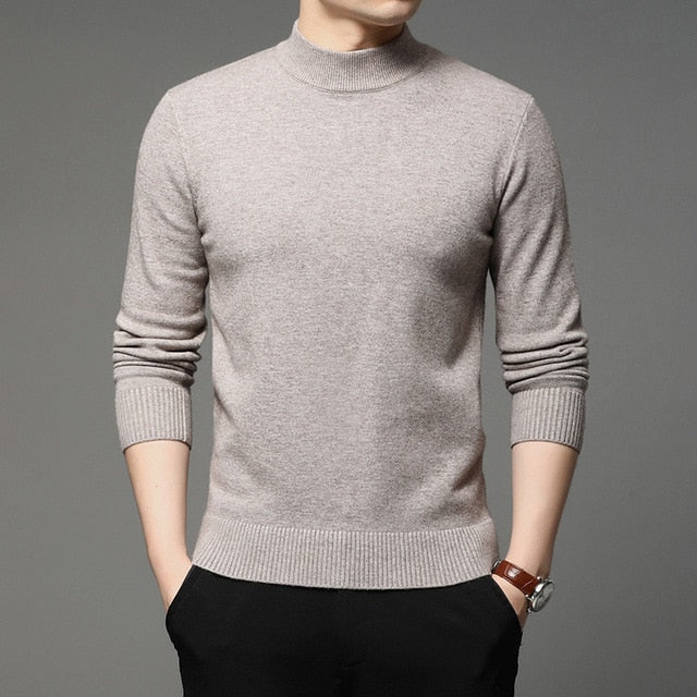 2020 Autumn and Winter New Men Turtleneck Pullover Sweater Fashion Solid Color Thick and Warm Bottoming Shirt Male Brand Clothes