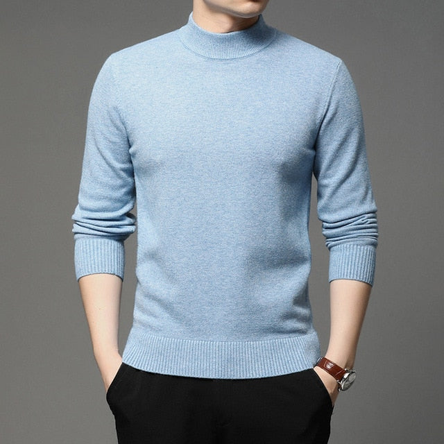 2020 Autumn and Winter New Men Turtleneck Pullover Sweater Fashion Solid Color Thick and Warm Bottoming Shirt Male Brand Clothes