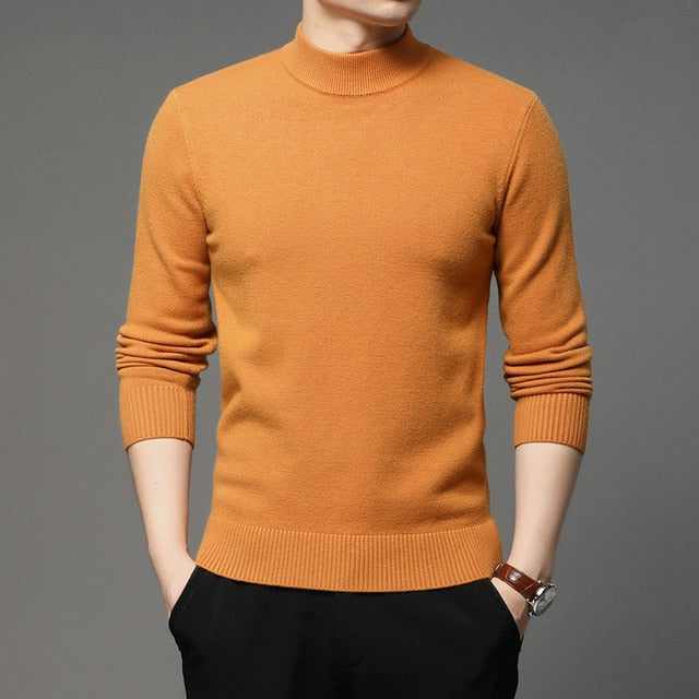 2020 Autumn and Winter New Men Turtleneck Pullover Sweater Fashion Solid Color Thick and Warm Bottoming Shirt Male Brand Clothes