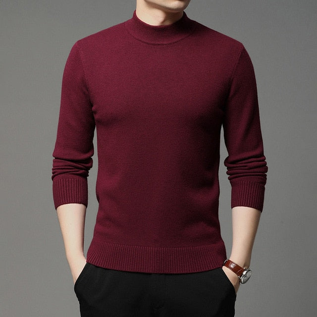 2020 Autumn and Winter New Men Turtleneck Pullover Sweater Fashion Solid Color Thick and Warm Bottoming Shirt Male Brand Clothes