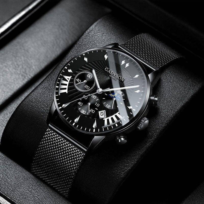 New Men Watches Luxury Famous Brand Men Stainless Steel Mesh Calendar Watch Men Business Luminous Quartz Watch Relogio Masculino