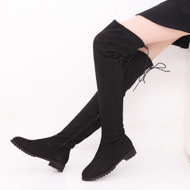 New Thigh High Boots Women Boots Winter Shoes Over The Knee Boots Suede Women Shoes Female Winter Women Winter Boots Plus Size