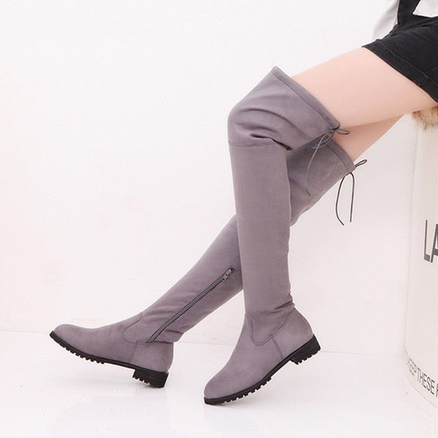 New Thigh High Boots Women Boots Winter Shoes Over The Knee Boots Suede Women Shoes Female Winter Women Winter Boots Plus Size