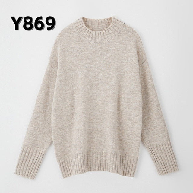 Aachoae Autumn Winter Women Knitted Turtleneck Cashmere Sweater 2020 Casual Basic Pullover Jumper Batwing Long Sleeve Loose Tops