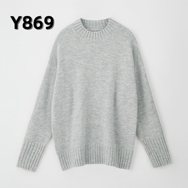 Aachoae Autumn Winter Women Knitted Turtleneck Cashmere Sweater 2020 Casual Basic Pullover Jumper Batwing Long Sleeve Loose Tops