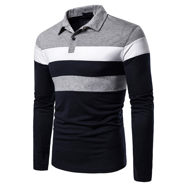 Autumn Men Long Sleeve T-shirt Three Colors Stitching Tops matching street casual fashion T-shirt