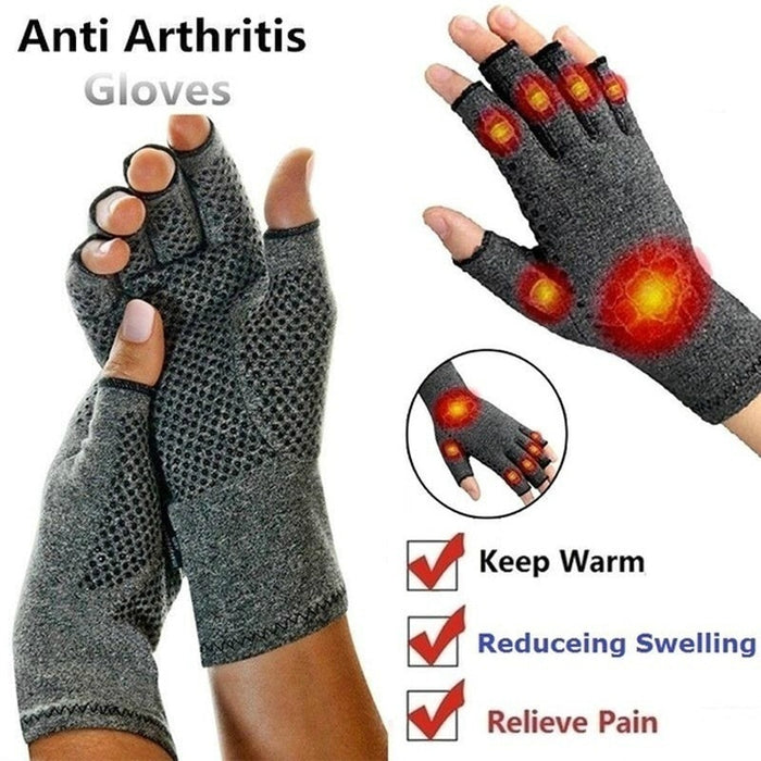 Women Men Arthritis Compression Gloves Fingerless Joint Pain Relief Rheumatoid Osteoarthritis Hand Wrist Support Therapy Mittens