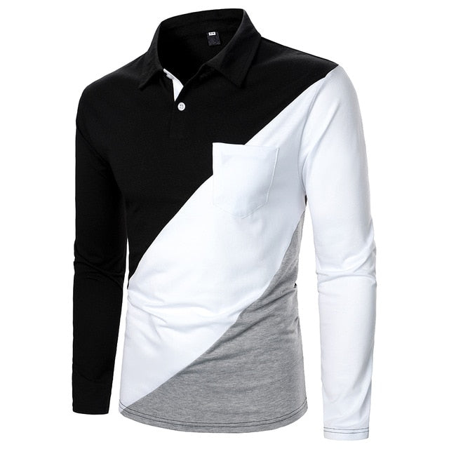 Autumn Men Long Sleeve T-shirt Three Colors Stitching Tops matching street casual fashion T-shirt