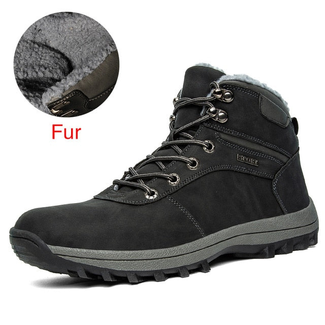 DEKABR Winter Warm Men Boots Genuine Leather Fur Plus Men Snow Boots Handmade Waterproof Working Ankle Boots High Top Men Shoes