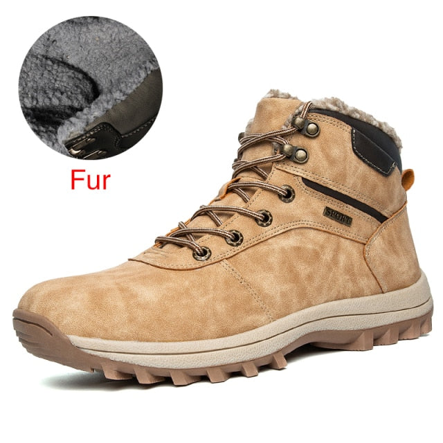 DEKABR Winter Warm Men Boots Genuine Leather Fur Plus Men Snow Boots Handmade Waterproof Working Ankle Boots High Top Men Shoes