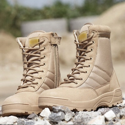 Fashion Men Boots Winter Outdoor Leather Military Boots Breathable Army Combat Boots Plus Size Desert Boots Men Hiking Shoes385