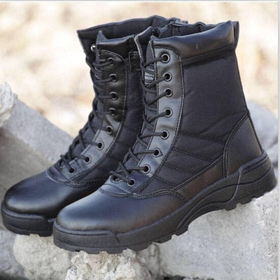 Fashion Men Boots Winter Outdoor Leather Military Boots Breathable Army Combat Boots Plus Size Desert Boots Men Hiking Shoes385