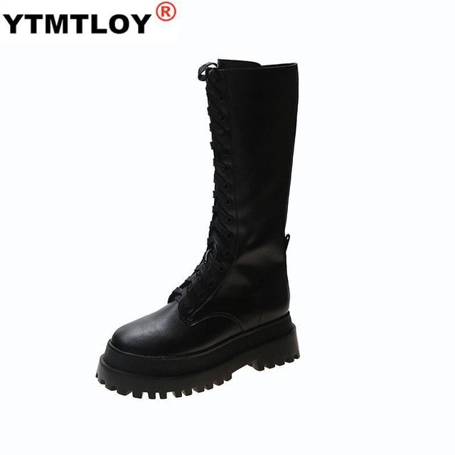 Lace up Zipper Boots Short Boot Wear-resistant non-slip Women Boot Winter Female British Wind 2020 New Joker Thick bottom