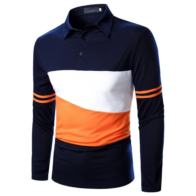 Autumn Men Long Sleeve T-shirt Three Colors Stitching Tops matching street casual fashion T-shirt