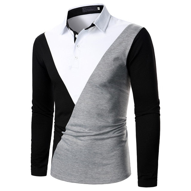 Autumn Men Long Sleeve T-shirt Three Colors Stitching Tops matching street casual fashion T-shirt