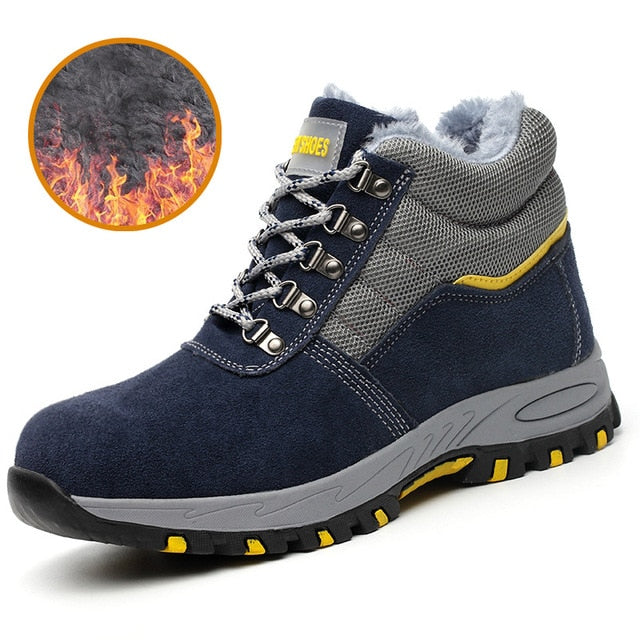 High Quality Winter Boots Men Steel Toe Cap Safety Boots Work Shoes Men Puncture-Proof Work Boots Plush Warm Safety Shoes Boots